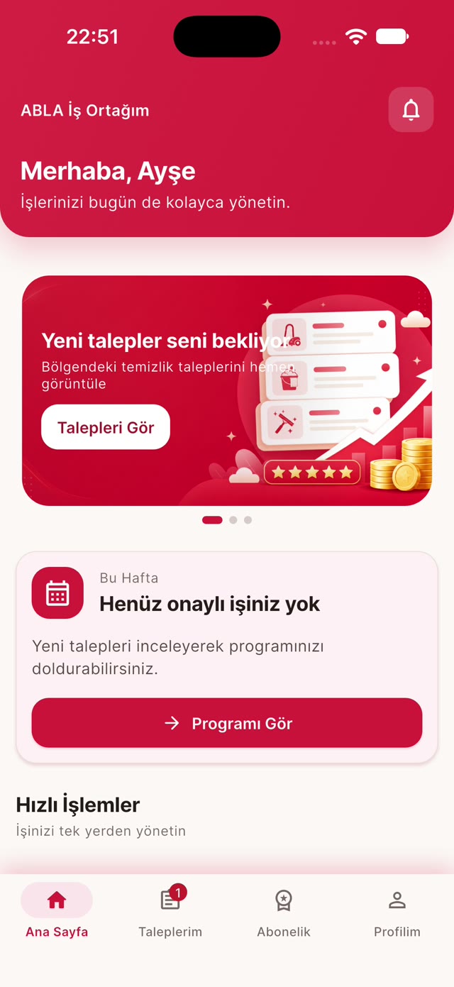 İş Ortağım ana sayfası