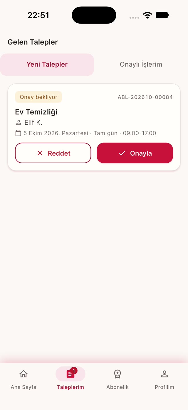 Gelen talepler: onayla veya reddet